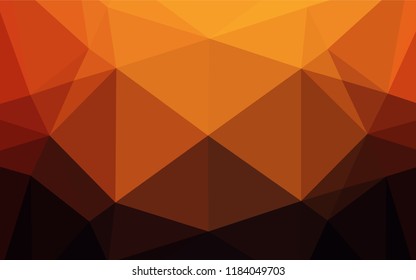 Dark Red, Yellow vector hexagon mosaic texture. Triangular geometric sample with gradient.  Brand new design for your business.