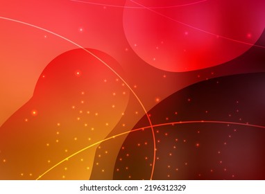 Oscuro Rojo, Amarillo Vector Ilustración con un conjunto de círculos coloridos y abstractos, líneas. Ilustración abstracta brillante con gotas borrosas de lluvia. Diseño moderno para una tarjeta de visita.