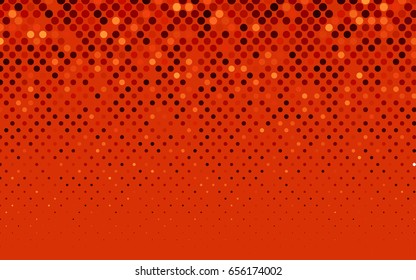 Dark Red, Yellow vector illustration which consist of circles. Dotted gradient design for your business. Creative geometric background in halftone style with colored spots.