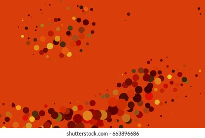 Dark Red, Yellow vector illustration which consist of circles. Dotted gradient design for your business. Creative geometric background in halftone style with colored spots.