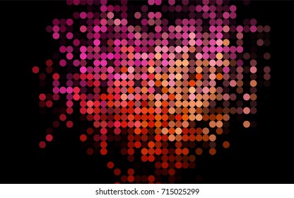 Dark Red, Yellow vector illustration which consist of circles. Dotted gradient design for your business. Creative geometric background in halftone style with colored spots.