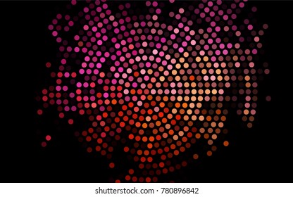 Dark Red, Yellow vector illustration which consist of circles. Dotted gradient design for your business. Creative geometric background in halftone style with colored spots.