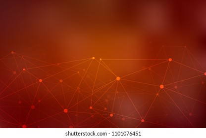 Dark Red, Yellow vector layout with circles, lines. Glitter abstract illustration with connection of triangle structure. Completely new template for your brand book.