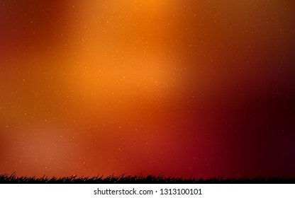 Dark Red, Yellow vector layout with cosmic stars. Space stars on blurred abstract background with gradient. Pattern for futuristic ad, booklets.