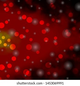 Dark Red, Yellow vector layout with circles, stars. Glitter abstract illustration with colorful drops, stars. Pattern for booklets, leaflets.