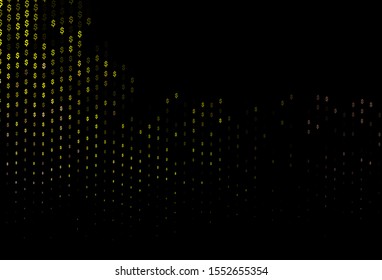 Dark Red, Yellow vector layout with banking symbols. Blurred design in with symbols of dollar, USD, usa. Template for ads of markets, loans.