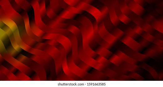 Dark Red, Yellow vector layout with curves. Abstract gradient illustration with wry lines. Smart design for your promotions.