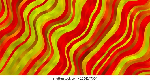 Dark Red, Yellow vector layout with wry lines. Abstract illustration with gradient bows. Pattern for ads, commercials.
