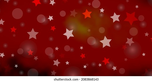 Dark Red, Yellow vector layout with circles, stars. Abstract design in gradient style with bubbles, stars. Pattern for design of fabric, wallpapers.
