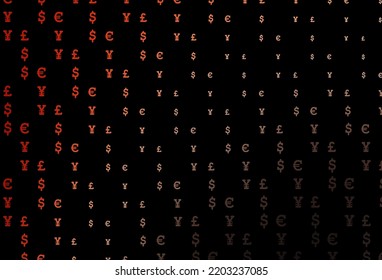Dark red, yellow vector layout with banking symbols. Colored symbols of all currency on white background. The pattern can be used for ad, booklets, leaflets of banks.