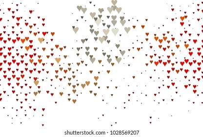 Dark Red, Yellow vector lovely background with hearts. Valentines greeting card with cute hearts. Abstract pattern for your design, website, ad.