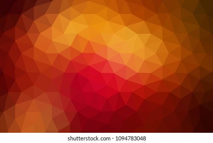 Dark Red, Yellow vector low poly cover. Elegant bright polygonal illustration with gradient. Best triangular design for your business.
