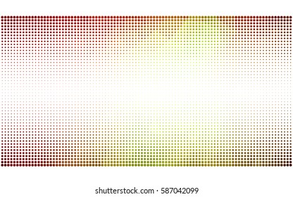 Dark Red, Yellow vector modern geometrical circle abstract background. Dotted texture template. Geometric pattern in halftone style with gradient. 