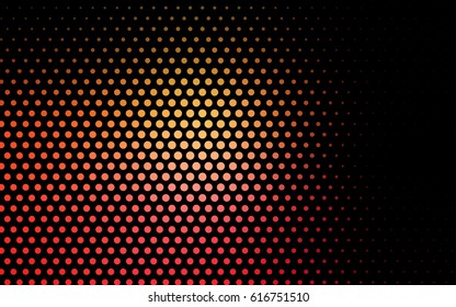 Dark Red, Yellow vector modern geometrical circle abstract background. Dotted texture template. Geometric pattern in halftone style with gradient. 