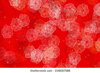 Dark Red, Yellow vector natural pattern with leaves. Doodle illustration of flowers in Origami style. Colorful pattern for kid's books.