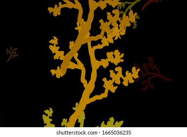 Dark Red, Yellow vector natural background with branches. Leaves, branches in natural style on white background. Doodle design for your web site.