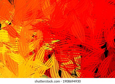 Dark Red, Yellow vector natural pattern with leaves. An elegant bright illustration with leaves in Natural style. Brand new style for your business design.