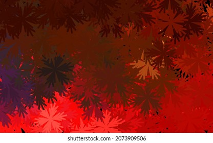 Rojo oscuro, fondo natural vector amarillo con flores. Ilustración colorida al estilo doodle con flores. Patrón para papeles pintados, libros de color.