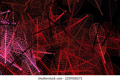 Dark Red, Yellow vector natural backdrop with leaves. A vague abstract illustration with leaves in doodles style. Elegant pattern for your brand book.