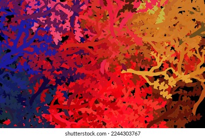 Dark Red, Yellow vector natural background with leaves, branches. Glitter abstract illustration with leaves and branches. Hand painted design for web, leaflets.