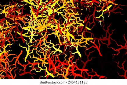 Dark Red, Yellow vector natural artwork with branches, leaves. Colorful illustration in doodle style with leaves, branches. New template for your design.