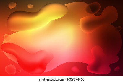 Dark Red, Yellow vector pattern with lines, ovals. Blurred geometric sample with gradient bubbles.  The elegant pattern for brand book.