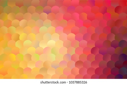 Dark Red, Yellow vector pattern with colored spheres. Geometric sample of repeating circles on white background in halftone style.