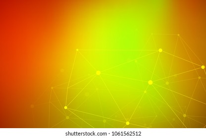 Dark Red, Yellow vector pattern with spheres, triangles. Colorful illustration with circles and lines in futuristic style. New design for ad, poster, banner of your website.