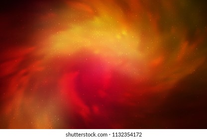 Dark Red, Yellow vector pattern with night sky stars. Shining illustration with sky stars on abstract template. Smart design for your business advert.