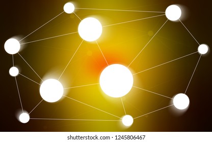 Dark Red, Yellow vector pattern with spheres, triangles. Design with connection of dots and lines on colorful background. Beautiful design for your business advert.