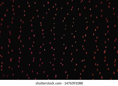 Dark Red, Yellow vector pattern with symbols of currency. Shining colored illustration with currency signs. Pattern for trader ads, booklets, leaflets.