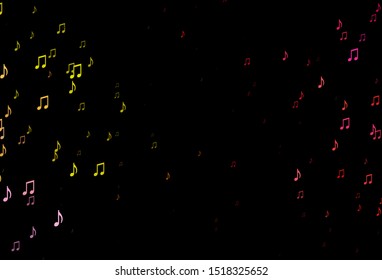 Dark Red, Yellow vector pattern with music elements. Shining illustration of colorful gradient music notes. Template for fasion magazines.