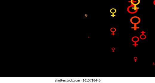 Dark Red, Yellow vector pattern with feminism elements. Colorful illustration with gradient feminism shapes. Simple design for your web site.