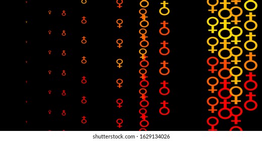 Dark Red, Yellow vector pattern with feminism elements. Illustration with signs of women's strength and power. Simple design for your web site.