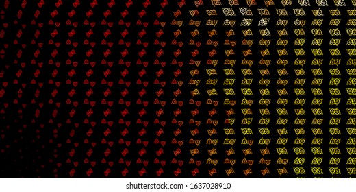 Dark Red, Yellow vector pattern with magic elements. Abstract illustration with gothic gradient shapes. Background for esoteric, mystic designs.