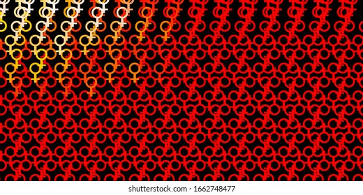 Dark Red, Yellow vector pattern with magic elements. Colorful mystic symbols with a gradient in ancient style. Design for magic, spiritual events.