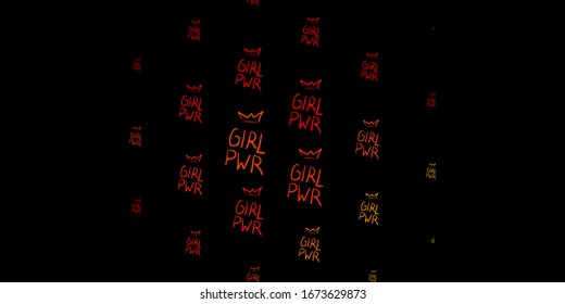 Dark Red, Yellow vector pattern with feminism elements. Colorful feminism symbols with a gradient in modern style. Background for International Women’s Day.