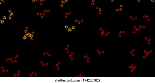 Dark Red, Yellow vector pattern with magic elements. Illustration with magical signs of spiritual power. Best design halloween events.