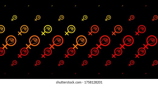 Dark Red, Yellow vector pattern with feminism elements. Simple design in abstract style with women’s rights activism. Background for International Women’s Day.