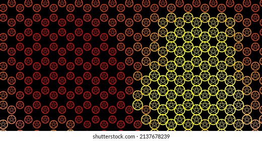 Dark Red, Yellow vector pattern with magic elements. Colorful mystic symbols with a gradient in ancient style. Design for magic, spiritual events.