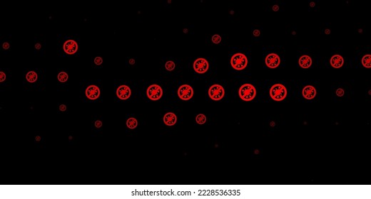 Color rojo oscuro, patrón vector amarillo con elementos coronavirus. Símbolos de enfermedades degradadas coloridas en un estilo simple y abstracto. Sencillo dibujo contra la fiebre de peligro.