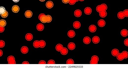 Ritmo vectorial amarillo oscuro con elementos coronavirus. Ilustración abstracta con formas de gradiente biológico. Diseño simple contra la información epidémica.