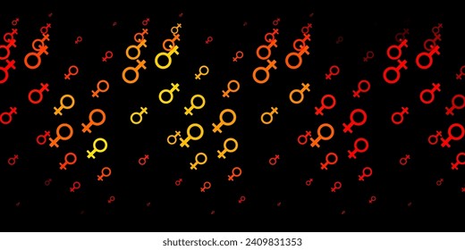Dark Red, Yellow vector pattern with feminism elements. Simple design in abstract style with women’s rights activism. Background for International Women’s Day.