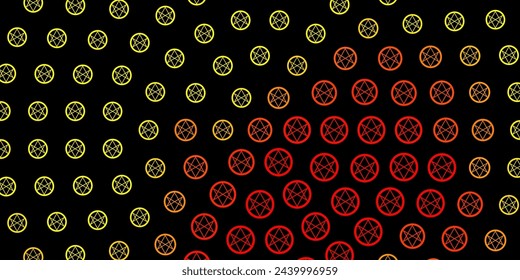 Dark Red, Yellow vector pattern with magic elements. Colorful mystic symbols with a gradient in ancient style. Simple base for your occult design.