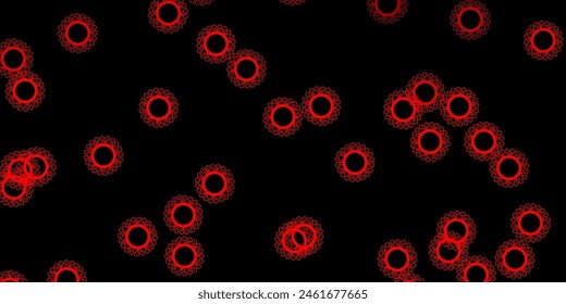 Dark red, yellow vector pattern with coronavirus elements. Simple design in abstract style with infection forms. Simple drawing against danger fever.