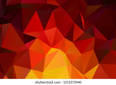 Dark Red, Yellow vector polygon abstract backdrop. Colorful abstract illustration with triangles. Best triangular design for your business.