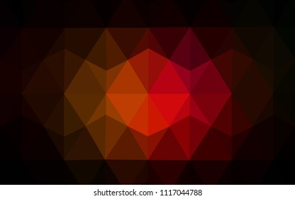Dark Red, Yellow vector polygonal background. Triangular geometric sample with gradient.  Best triangular design for your business.