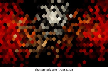 Dark Red, Yellow vector polygonal illustration, which consist of hexagons. Hexagonal pattern for your business design. Geometric background in Origami style with gradient. 