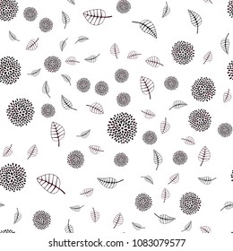 Dark Red, Yellow vector seamless doodle layout with leaves and flowers. Shining colored illustration with leaves and flowers. Pattern for wallpapers and coloring books.