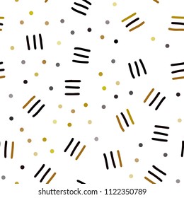 Dark Red, Yellow vector seamless cover with abstract shapes. Colorful seamless gradient with lines and signs of maths. Template for business cards, websites.
